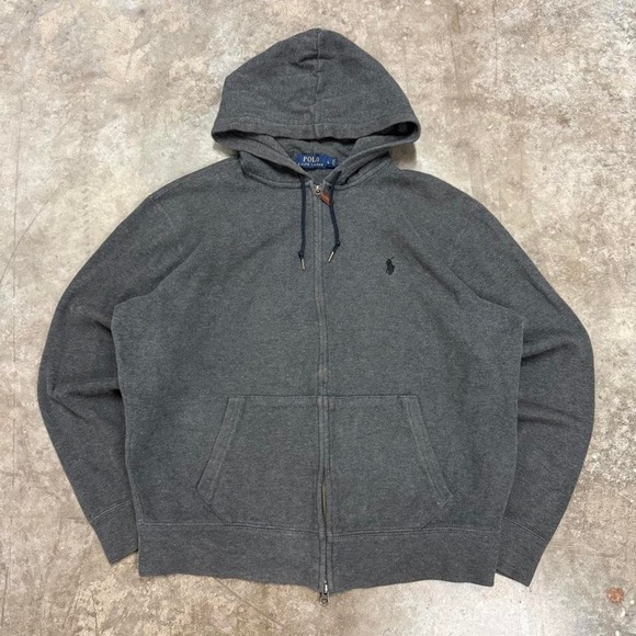 The Unbranded Brand Other - Y2K Polo Ralph Lauren Charcoal Gray Essential Full Zip Hoodie Fits XL